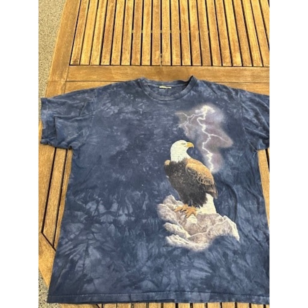Vintage The Mountain Bald Eagle & Lightning Storm Tie Dye Graphic T-Shirt XL